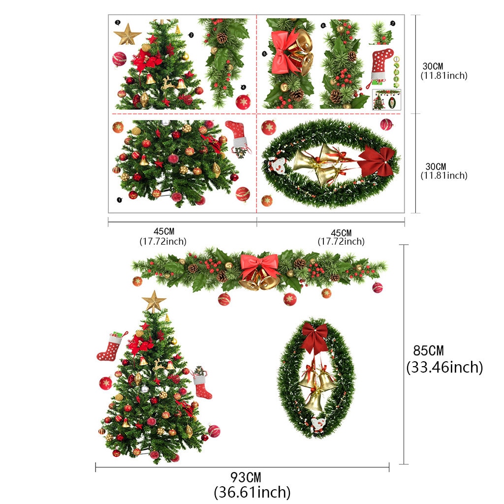 Wall Stickers Christmas Home Decor Stickers Christmas Window Stickers Double-sided Static Stickers For Window Decorations