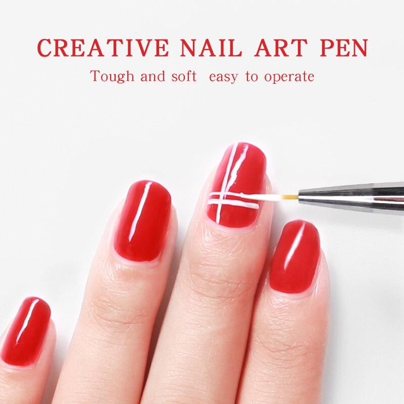 Stylo à ongles en métal, 3 pièces/lot, stylo à dessin, Gel, grille, lignes, rayures, peinture, manucure, vernis à ongles