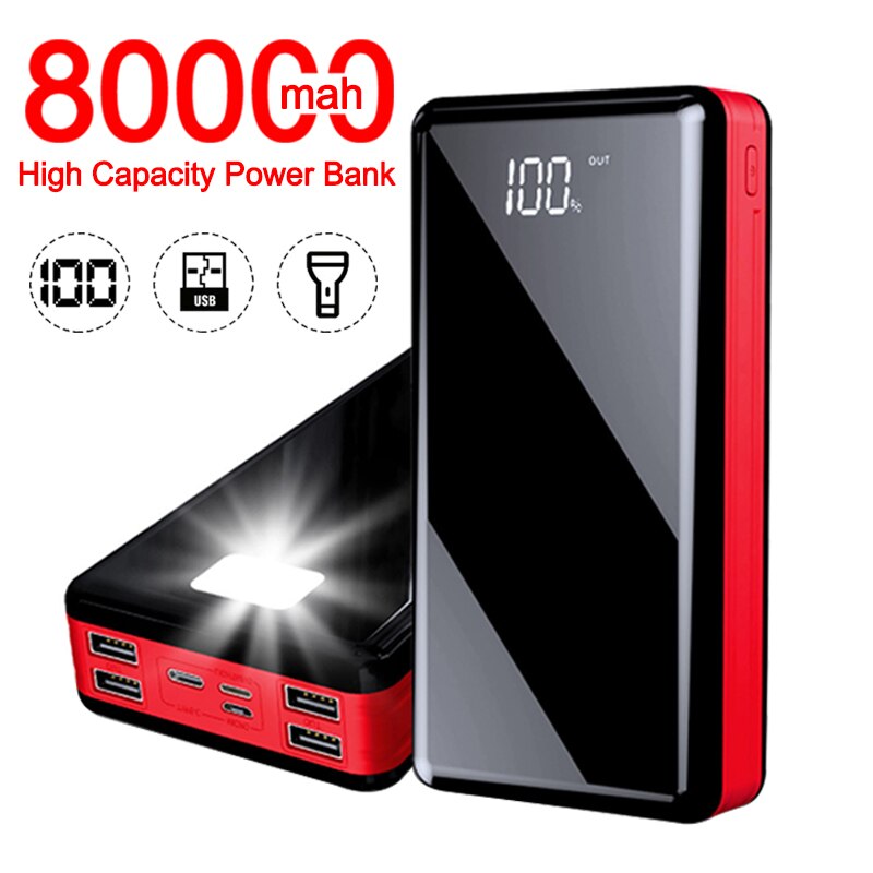 80000Mah Power Bank Draagbare Hoge Capaciteit Mobiele Telefoon Fast Charger Voor Xiaomi Samsung Iphone