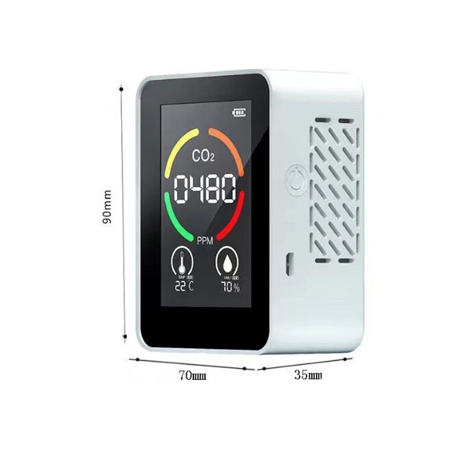 USB Rechargeable CO2 Meter Air Monitor Carbon Dioxide Sensor TVOC Detector Concentration Temperature Humidity Testing