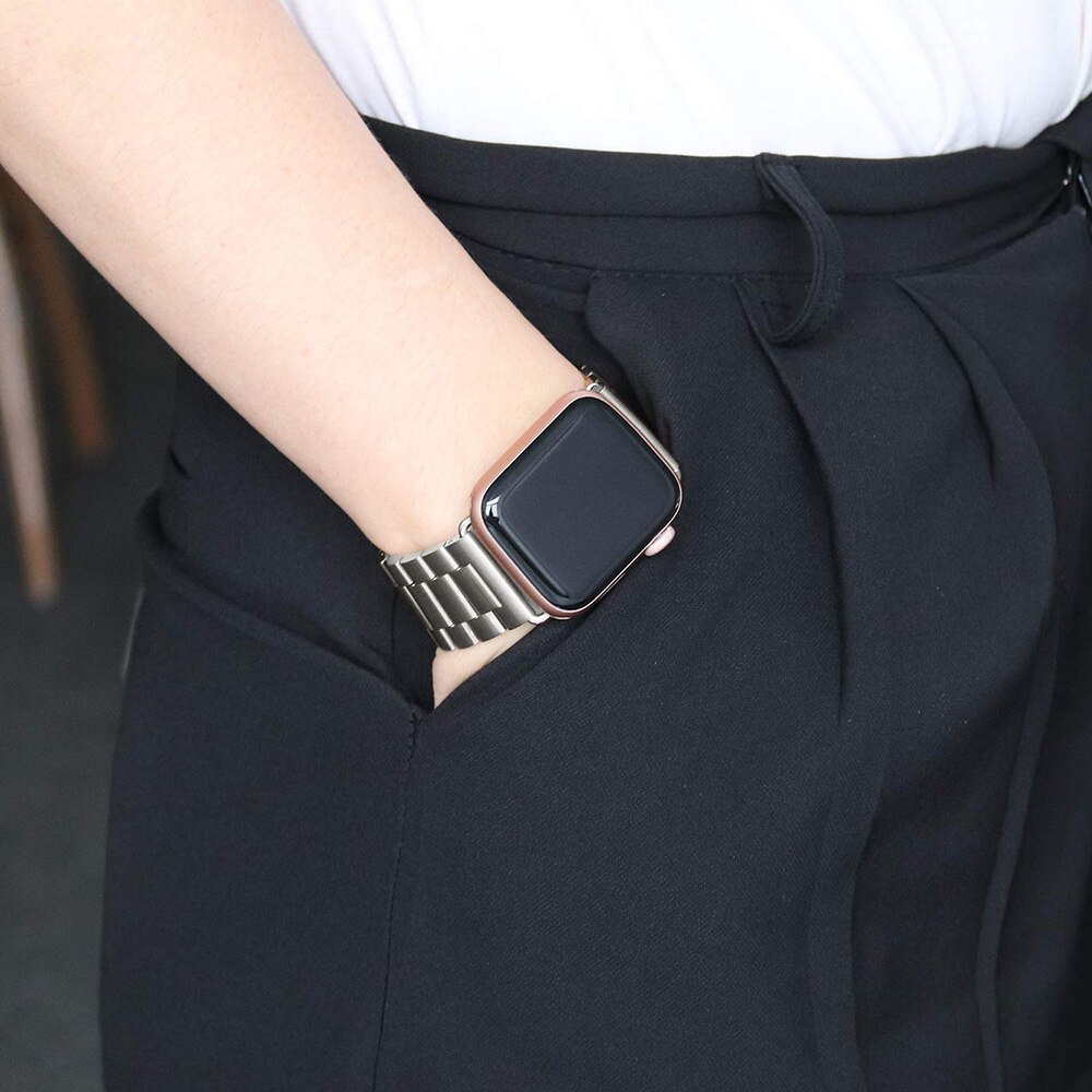 42mm 38mm de Metal de acero inoxidable banda de reloj Apple Watch banda 40mm 44mm pulsera correas para reloj para la serie de correas para iWatch 5 4 3 2 1