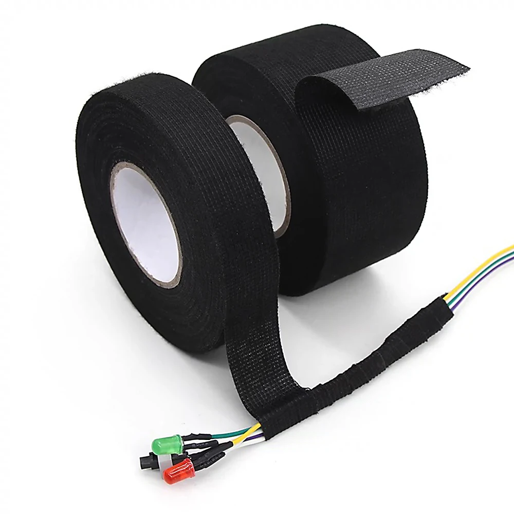 Electrical Tape Heat Resistant Wire Harness Bundle Insulation Auto Wiring Fabric Cloth Wrap Black Waterproof Cable Adhesive Tape