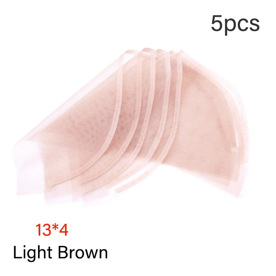Leeons best 13*4 schweiziske blonde net gennemsigtigt net 1/5 stk blonde front hårnet til paryk lukning net toupe frontal lukning hårnet: 5 stk -13 x 4 lysebrune