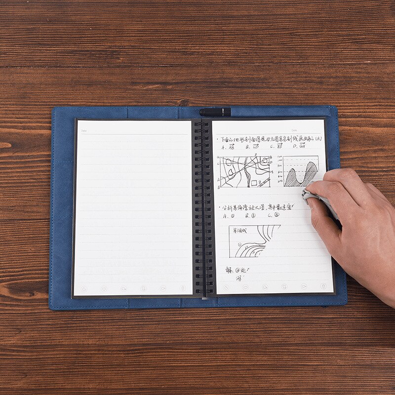 Carnet de notes A4 en cuir réutilisable, effaceur intelligent, copie d'applications, écriture répétée, carnet de poche Business, bureau, école, dessin, ,