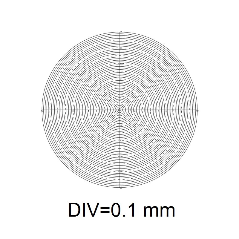 Optiskt mikroskop mikrometer diameter 20mm okular okulär kalibrering xy kors linjal rutnät koncentriska cirklar riktmedelsskala: Ms -1- hg