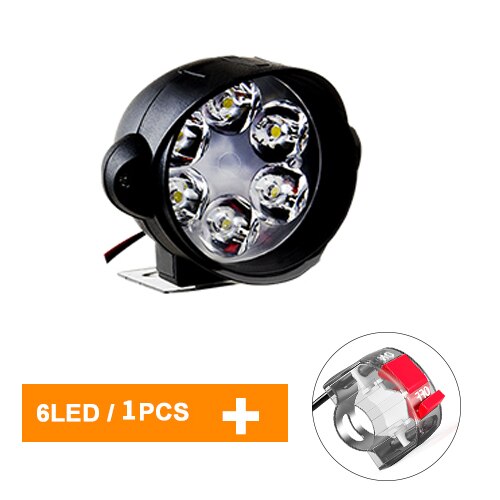 Accessoires de projecteur électrique de moto | Projecteur à Led 12V 6500K 6 Leds, feux de voiture, ampoules lumineuses pour moto tout-terrain: 1pcs 6 leds  white