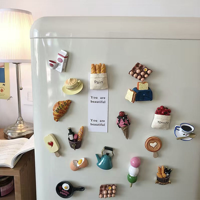 Imanes de nevera 3D con respaldo magnético y de pan simulado para notificaciones y decoración, imanes de nevera de comida simulada