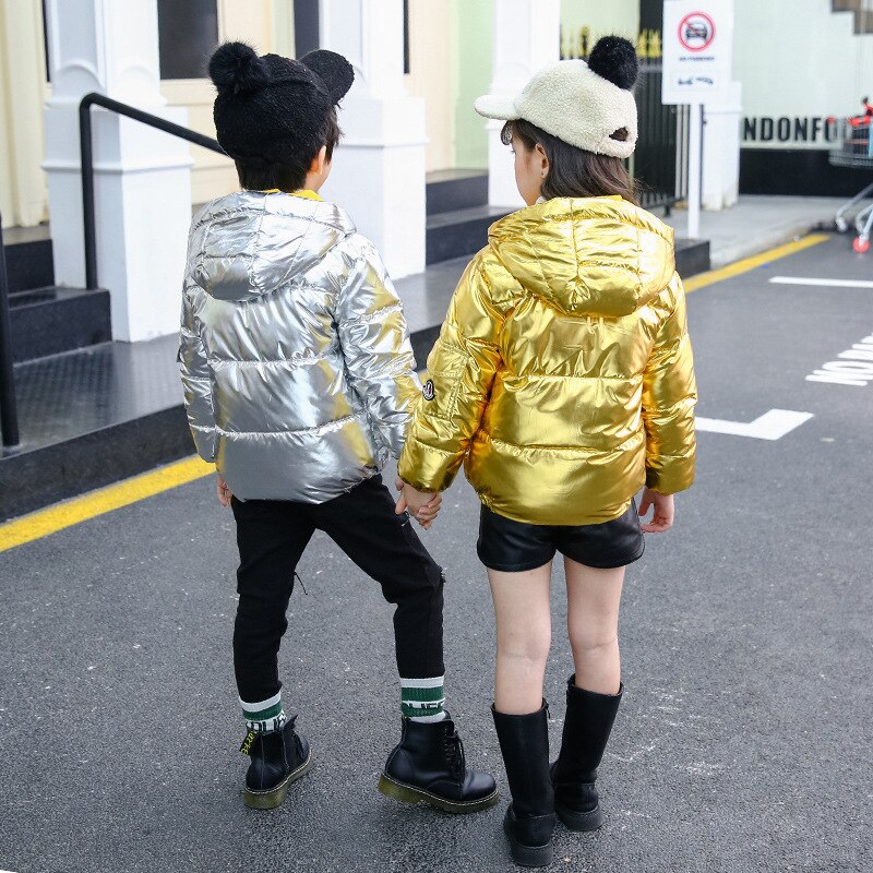 Kinderen Winter Down Jassen Voor Meisjes Kinderen Meisje Zilver Goud Jongens Casual Hooded Bovenkleding & Jas Tiener Parka Kids kleding