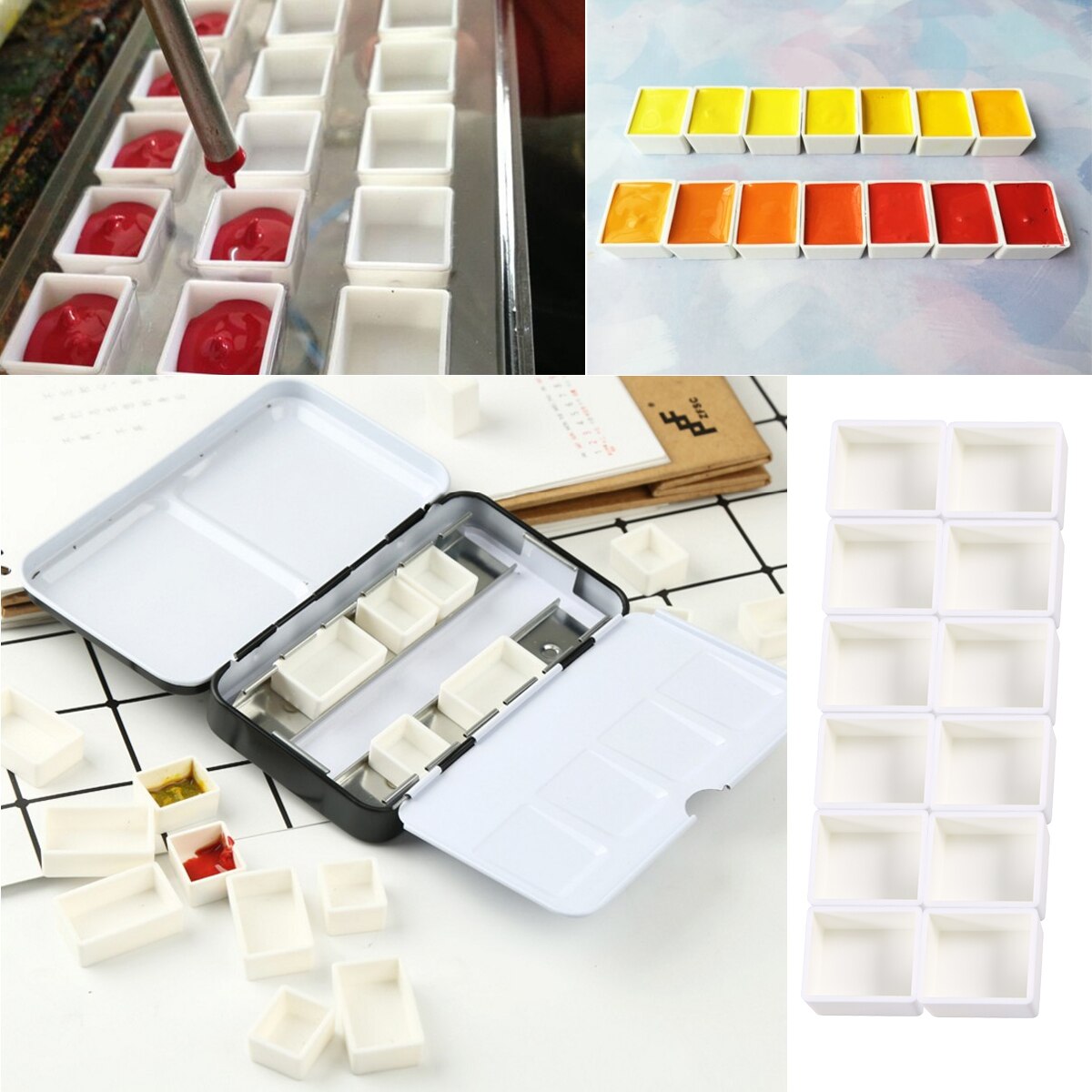 50 stuks aquarelverfbakjes van plastic, lege aquarelverf halve bakjes om te schilderen