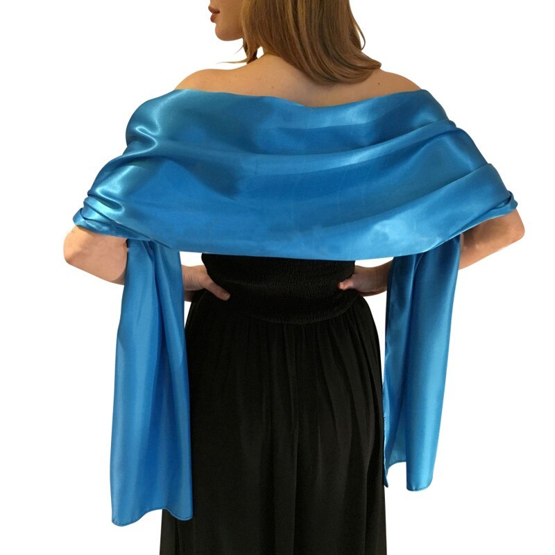 Élégante écharpe de mariage en Satin enveloppes de mariée 200*45 cm longueur châle de fête de mariage printemps nouveauté: Sky Blue
