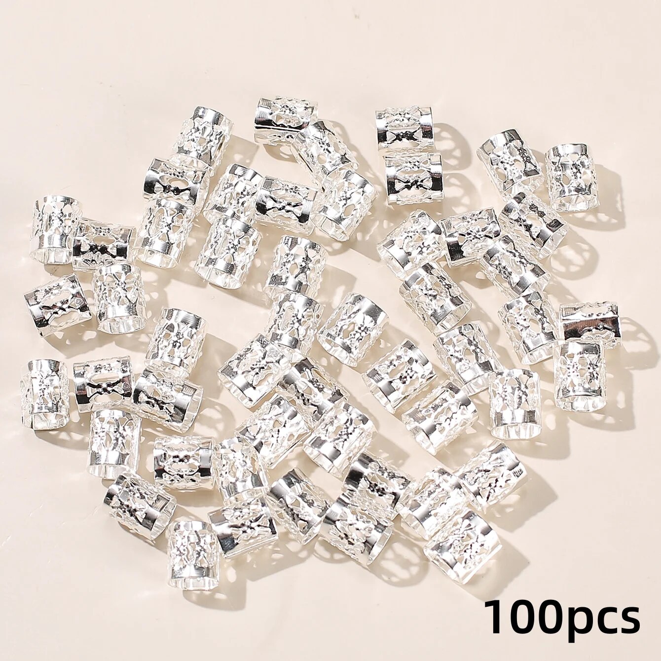 100 Uds. Anillos para el cabello para rastas, Clip ajustable para puños, trenzas para el cabello, joyería para el cabello Loc para trenzas, horquilla, accesorios para el cabello para niña: Negro