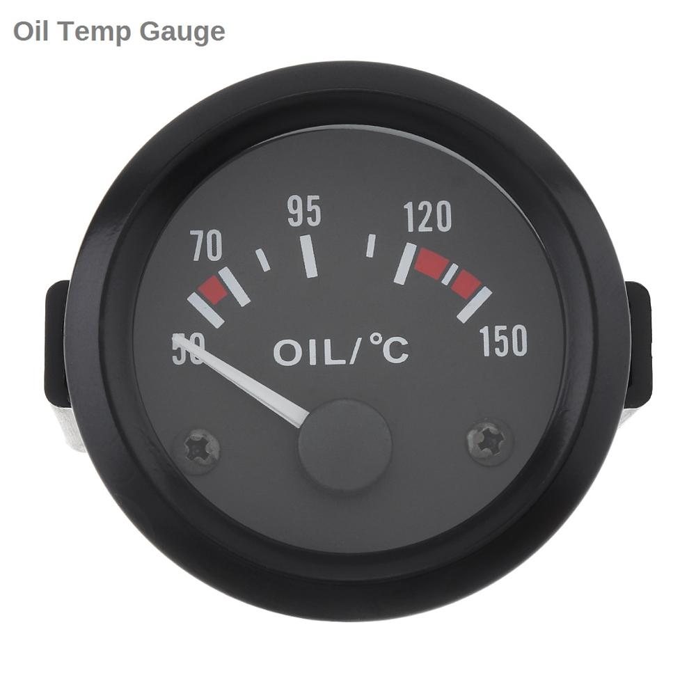 Universal 2 tommer 52mm bil amperemeter voltmeter 60-0-60 amp gauge volt meter til båd lastbil atv amp meter mål til biler: Olietempometer