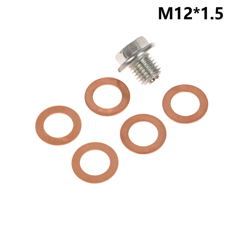 1Pc Auto Modificatie Magnetische Zuig Aftapplug Schroeven Met 5 Pakkingen Neodymium Magneet Rvs Bout Zware Olie plug: MULTI