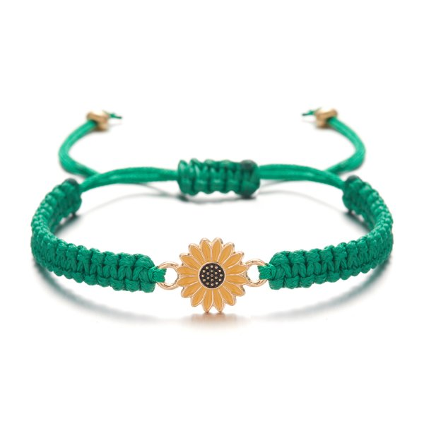 Pulsera bohemia hecha a mano con dibujos de estrellas y flores y margaritas para niña y mujer, pulseras de cuerda, de joyería para parejas de amistad: Bañado en rodio de imitación