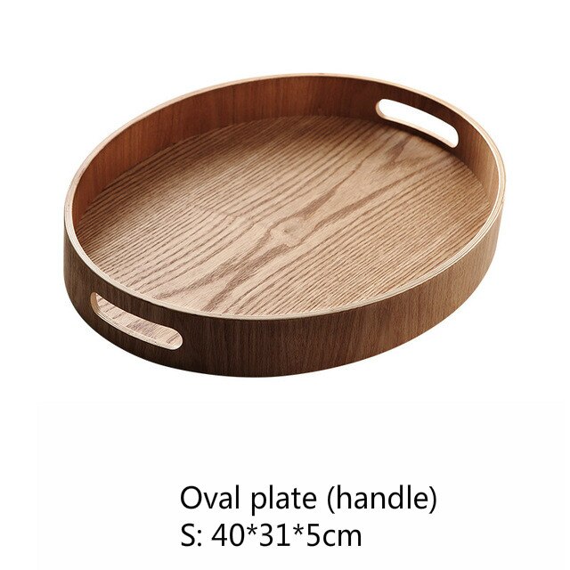 Trä rund/oval/rektangulär serveringsbricka trä tallrik te maträtt dryck tallrik mattallrik middag nötbiff frukt mellanmålsbricka: 12
