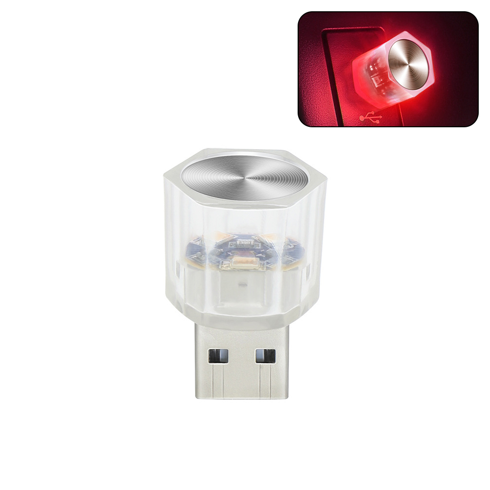 Bil usb ledet omgivelseslys billeselampe fargerik dekorativ lampe interiør atmosfære dekorasjoner lys tilbehør: Rød