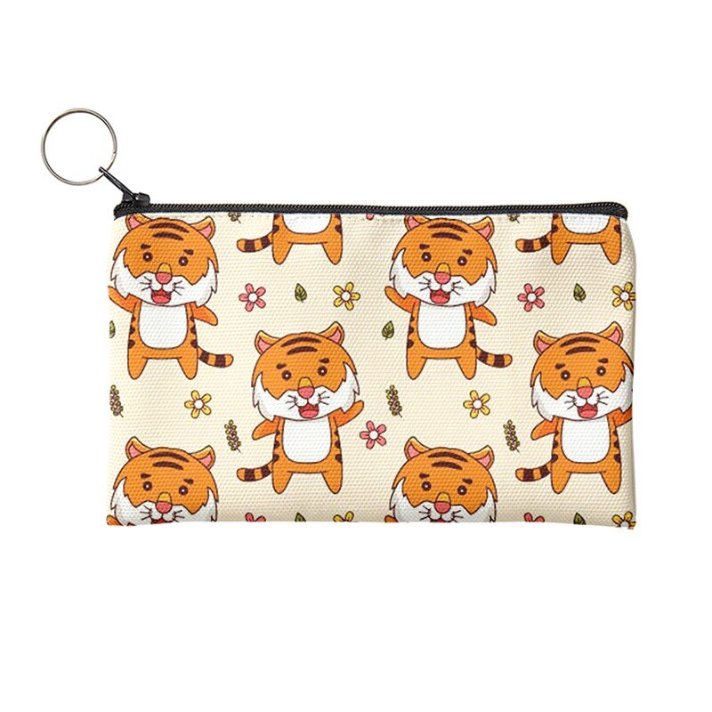 Jahr der tiger Geldbörse Frauen Mini Leinwand Karte Halter Kleine Brieftasche Tägliche Lagerung Tasche Kawaii Stift Tasche Für kinder Mädchen: Style1