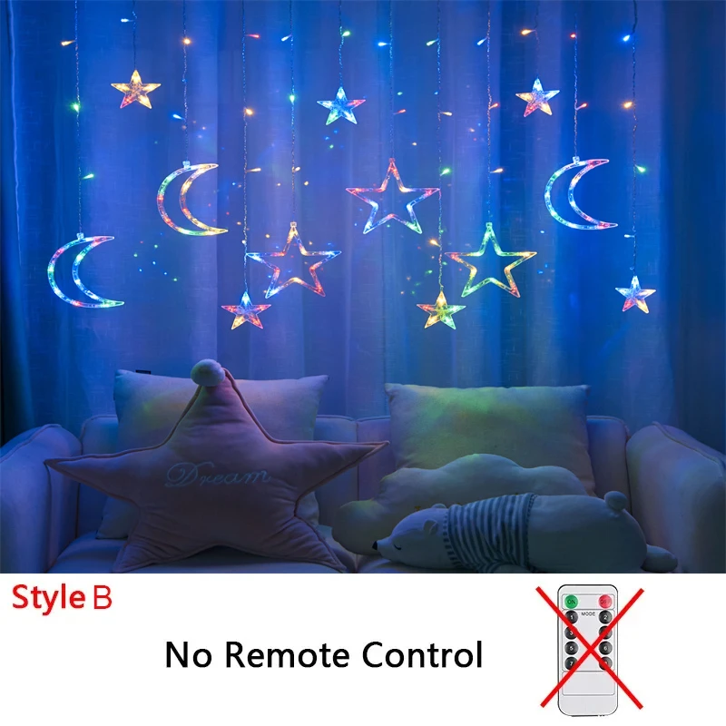 Navidad 3,5 M LED estrella cadena de luces guirnalda cadena estrella lámpara decoración de cortina al aire libre para vacaciones decoración de boda: BLANCO / O