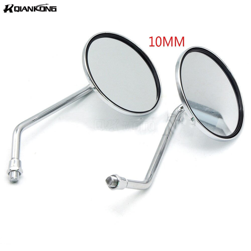 1 paar 8 MM & 10 MM Motorfiets Side Stuur Spiegels Ronde motorrijwiel scooter Spiegels Chrome voor Kawasaki suzuki bmw: 10MM