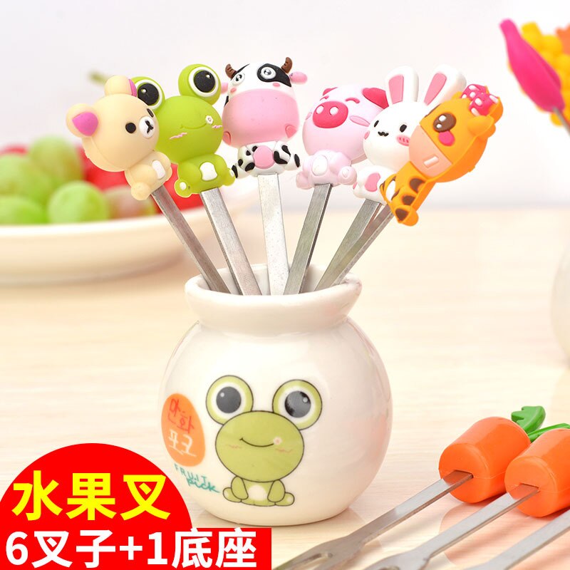 CKANDAY 40 Set schöne Tierfutter Obst Plektren Gabeln, Mini niedlichen Karikatur Zahnstocher Sticks Dekor für Kinder Party Bento Brotdose
