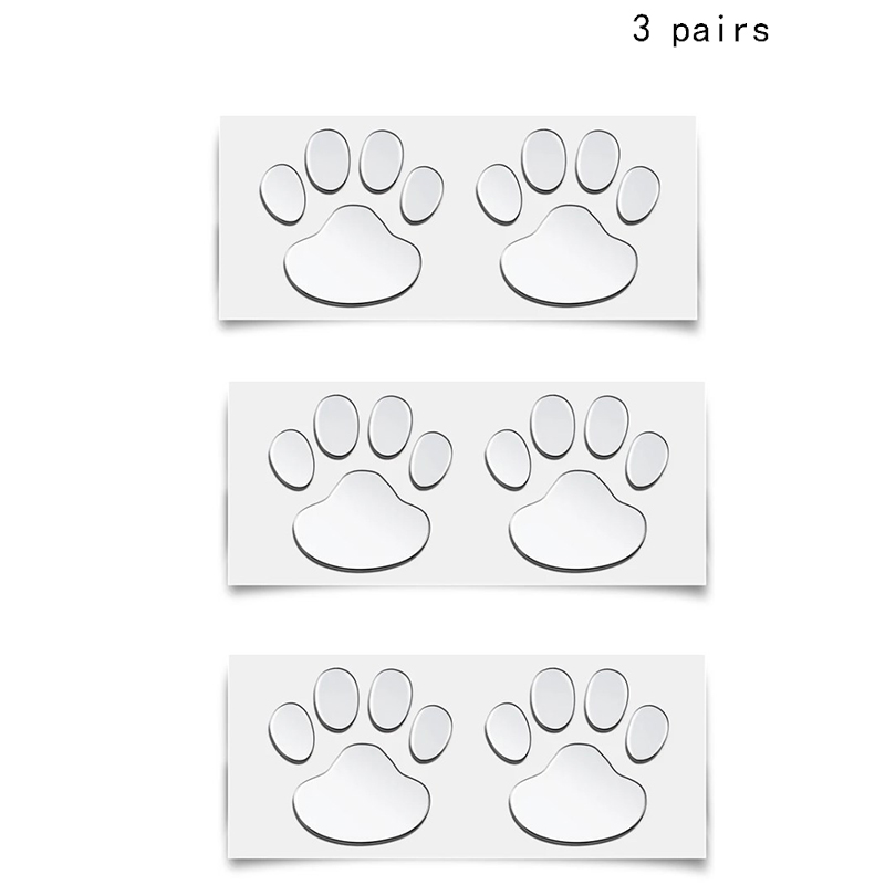 4Sheet Car Stickers Decals Paw 3D Animal Dog Cat Foot Prints Decal Car Motocycle Sticker Car Accessories: Orange
