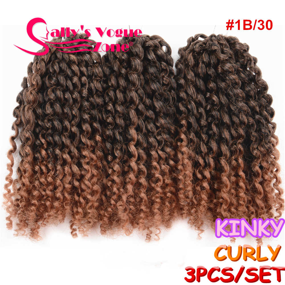 3pcs/set 8Inch Sallyhair Synthetic Marley Braids Crochet Braid Hair Ombre Black Dark Brown Jumbo Braiding Hair Extensions: T1B/613 / 3Pcs/Lot