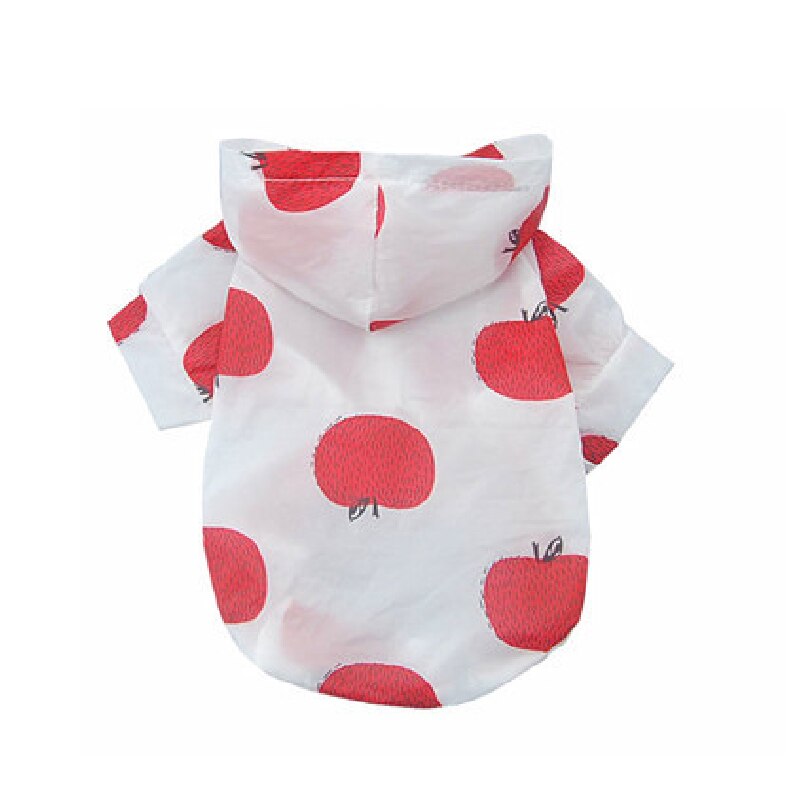 Dog Raincoat Sun-proof Clothing Summer Sun Protection Hoodie Small Dog Clothes Print Poncho For Small Medium Pets Puppy Cat: Red / M