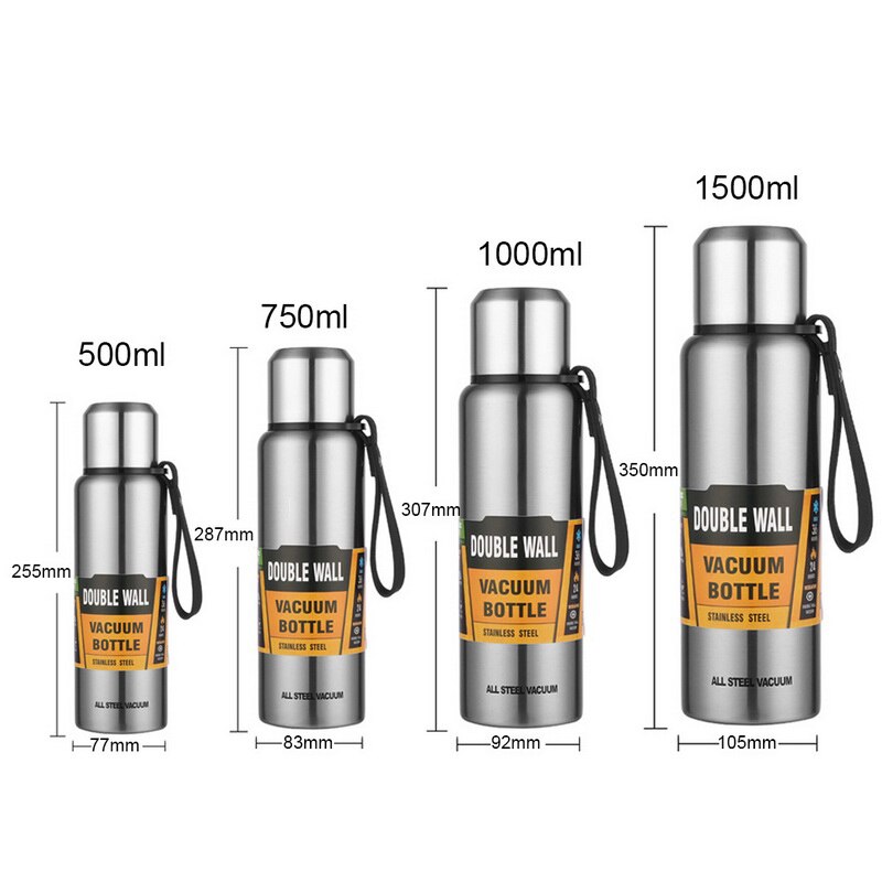 Gobelet isolé portatif de fiole de vide d'acier inoxydable de grande capacité avec la bouteille thermique de corde 500/700/1000/1500ml