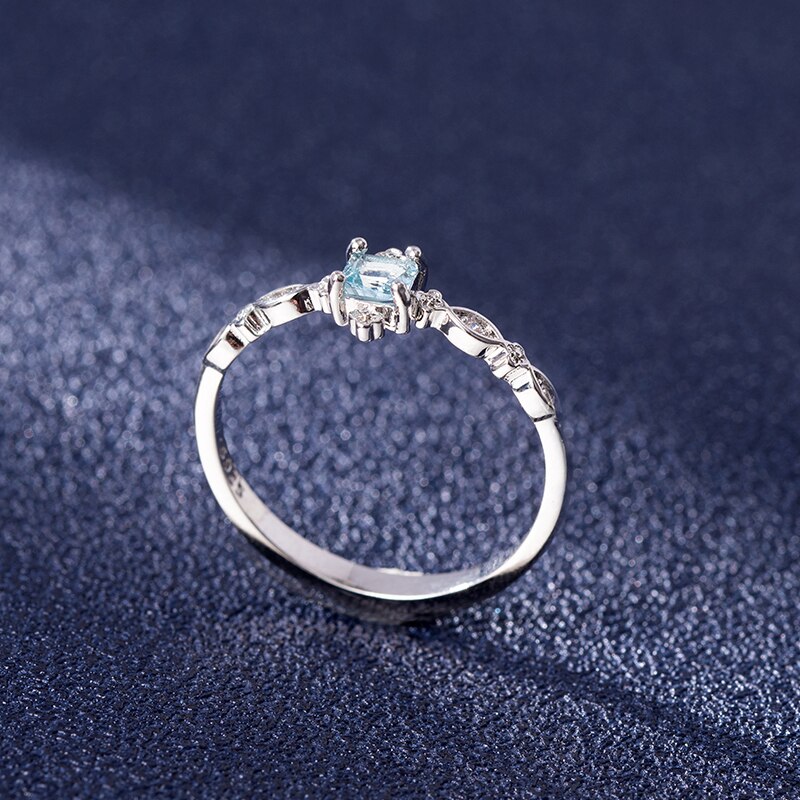 Trendy 925 Zilveren Sieraden Ringen Met Blauwe Zirkoon Edelsteen Vinger Ring Voor Vrouwen Wedding Engagement Promise Party