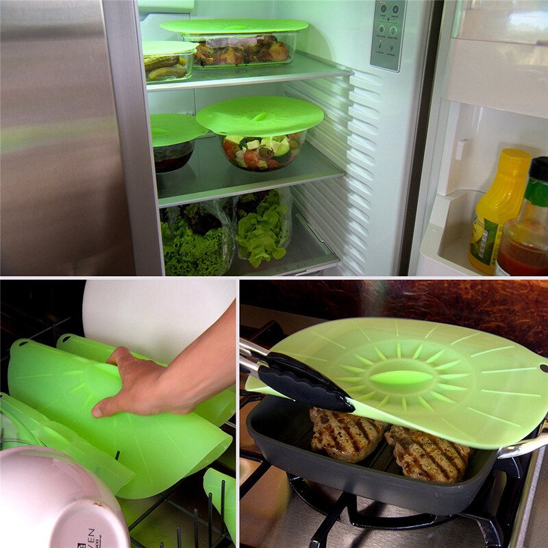 Cuenco de silicona para microondas, cubierta fresca para comida, olla, tapa de sartén, tapón, cubiertas reutilizables de silicona