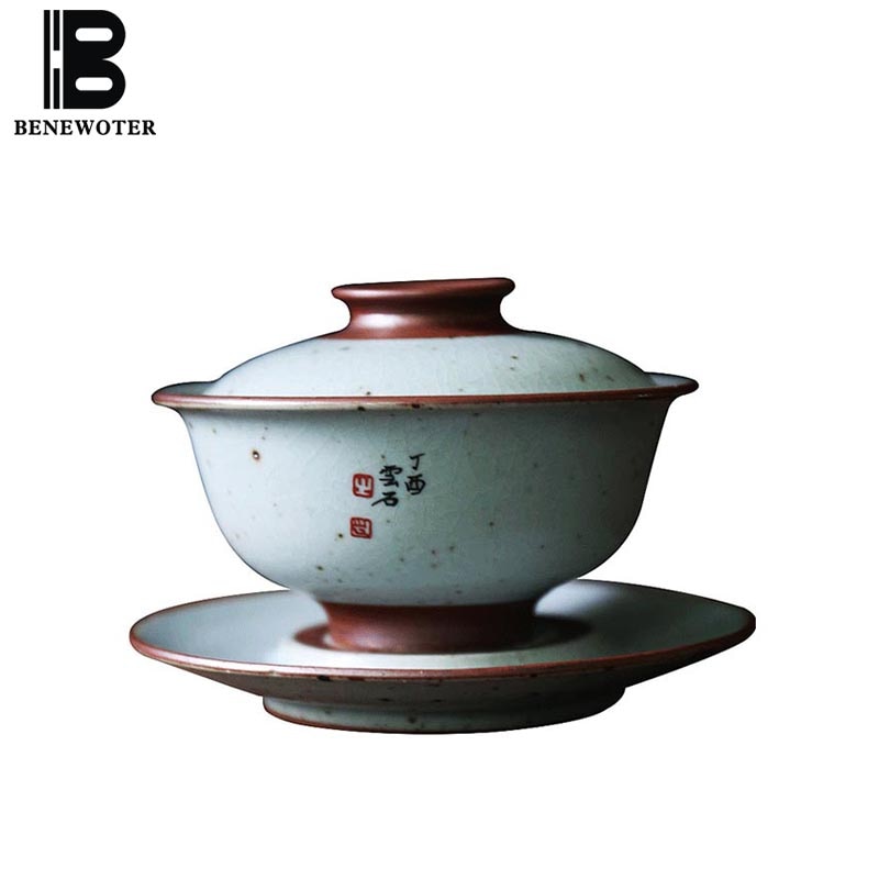 150ml japansk stil groft keramik gaiwan keramisk kung fu te sæt kinesiske mestre kop te terine tekop te skåle hjem te