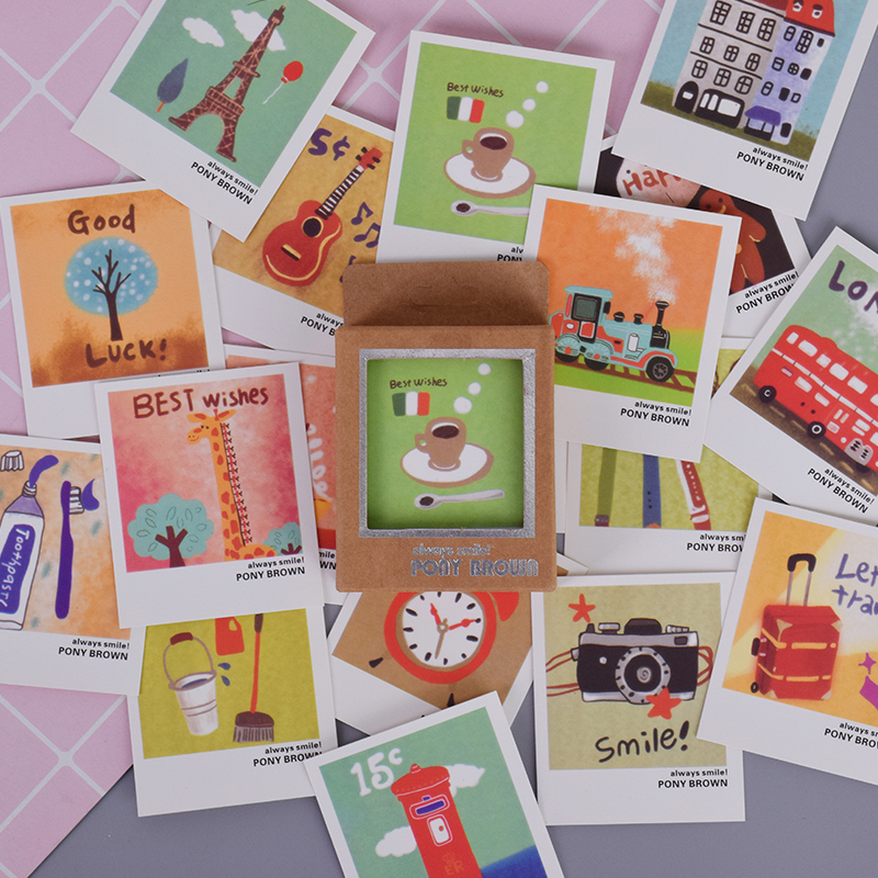 40 Stks/partij Vintage Locomotief Cartoon Dieren Mini Lomo Kaart Wenskaart Postkaart Verjaardag Brief Envelop Card Set