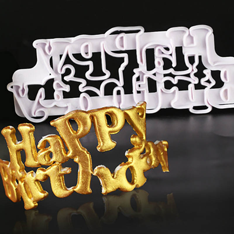 Moule joyeux anniversaire pour biscuits aux fruits, coupe-bordure, Fondant, chocolats, impression de gâteaux, décoration, outils de cuisine