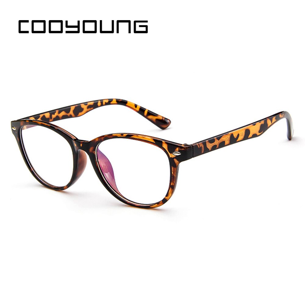 COOYOUNG Vintage Eyeglasses Frame Women Computer Optical Glasses Spectacle Retro Women's Transparent Female Glasses: C3Leopard