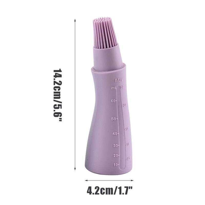 Silicone Oil Bottle Barbecue Brush With Cap Oil Brush With Scale Bread Cake Butter Bread Pastry Brush BBQ Accessories Grill Tool: 14.2 x 4.2 CM Purple