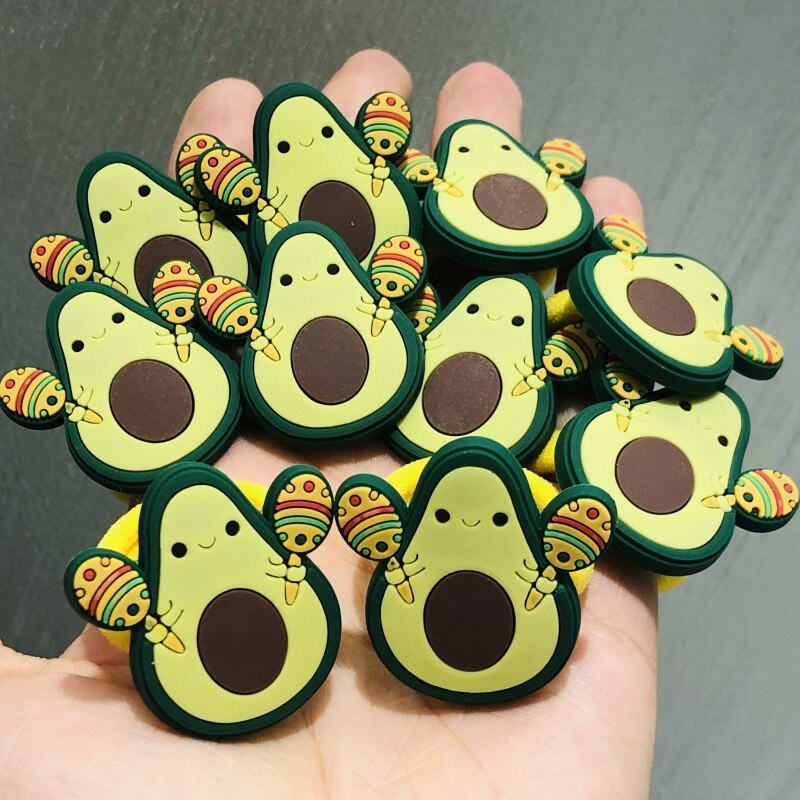 Horquillas de aguacate con fruta Kawaii para niña, pinzas para el pelo, pasadores, accesorios para el cabello, 10 unids/set por juego: Verde militar