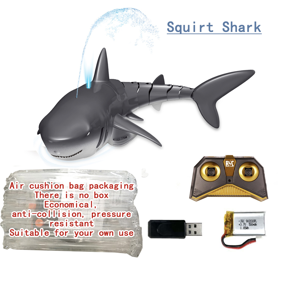 Rc Whale Shark Toy robot telecomando animali Marine Life Bath Pool pesce elettrico bambini giocattoli da bagno per bambini ragazzi sottomarino: SquirtWater shark B1