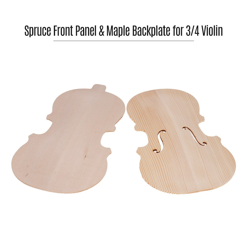 Håndlavet ufærdig violin gran frontpanel topplade & ahorn bagplade bagplade massivt træ til 4/4 violer: Til 3 4 violin