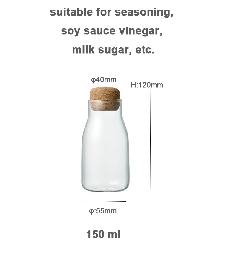 Glasforsegling krukke gennemsigtig kaffe opbevaring krukke kork husholdnings glas te køkken krukke glas forseglet tank glas mad opbevaring krukker: 150ml