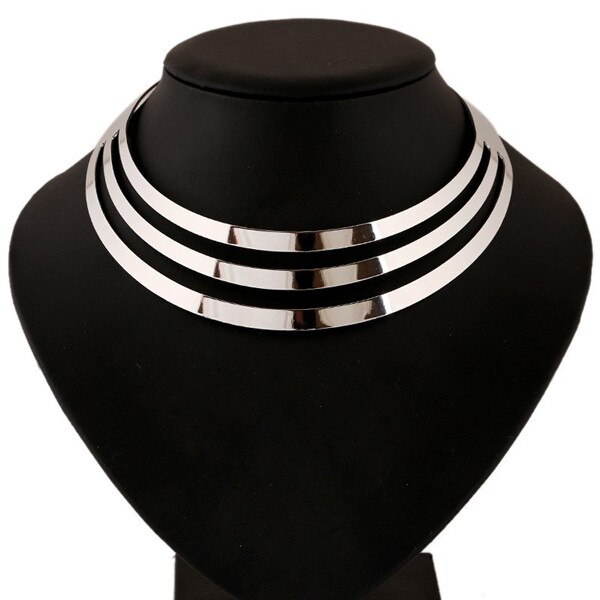 Multilayer Verklaring Kraag Ketting Gold Sliver Ketting Luxe Choker Kraag Ketting Voor Party: sliver plated