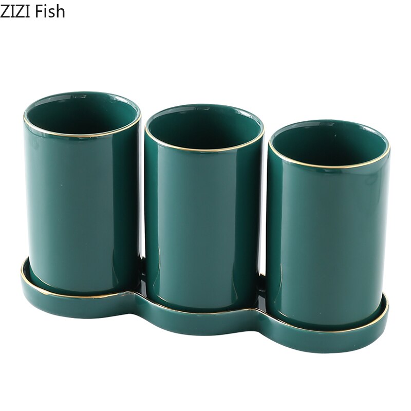 Pot de stockage de baguettes en céramique support de vidange étanche à l'humidité trois pièces costume cuillère en verre vaisselle outil de stockage outils de cuisine à la maison
