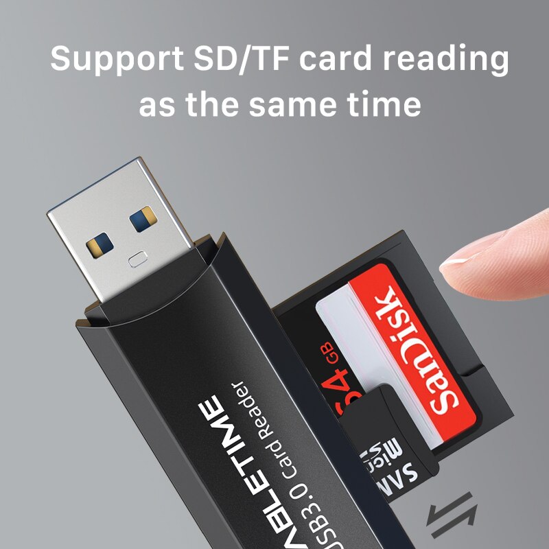 CABLETIME SD Card Reader USB 3.0 to Micro SD&amp;TF 2 in 1 External Memory OTG Adapter for Xiaomi MacBook Air Pro C376