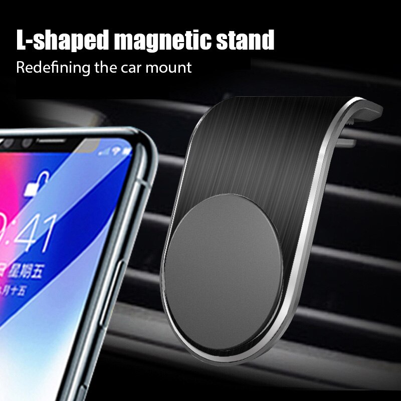 L-Type Magnetic Car Holder For Phone For Iphone Samsung Clamped At Car Air Vent Phone Holder Magnetic Holder For Gps Call Answer