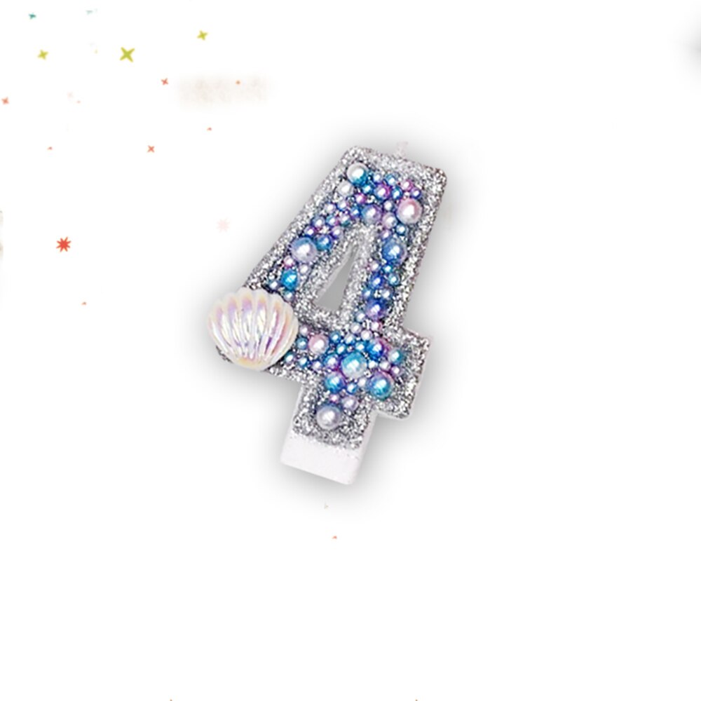 Havfrue hav tema bursdag stearinlys digital håndlaget perleskall bryllup bursdag cupcake bakeutstyr dekorasjon favor.: 4