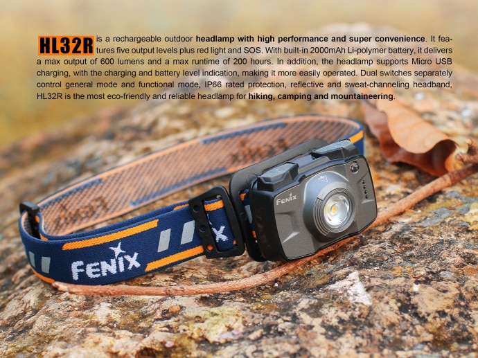 Aankomst Fenix HL32R Cree XP-G3 wit licht LED 600 Lumen Ultra Lichtgewicht USB Oplaadbare Koplamp voor Trail Running