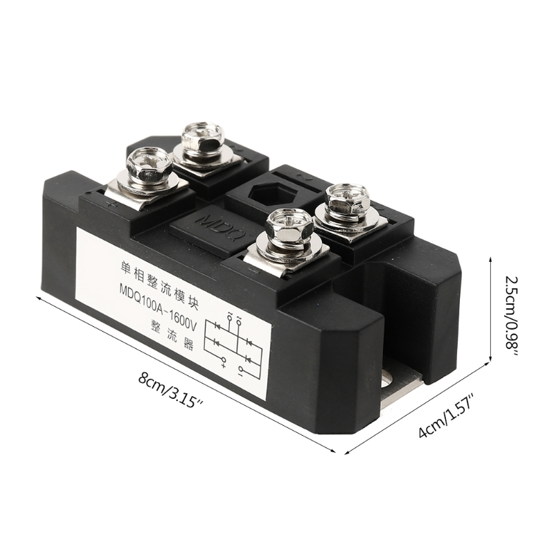 MDQ 4 Terminals Black Single-Phase Diode Bridge Rectifier 100A Amp High Power 1600V Bridge Rectifier Module