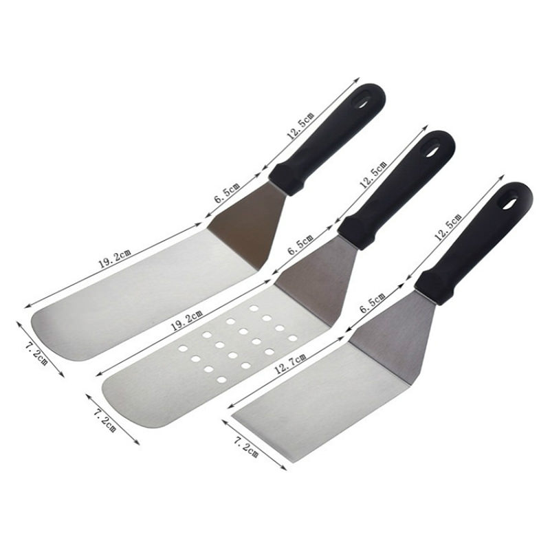 Keuken bakspatel kunststof handvat grillspatel roestvrij staal metalen schraper voor pannenkoeken teppanyaki bakplaat kookgerei