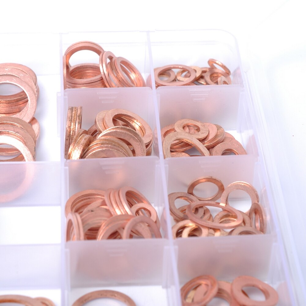 150/280PCS/Set Car Copper Washer Car Engine Oil Drain Solid Copper Ring Gaskets Flat Washer Seal Kit
