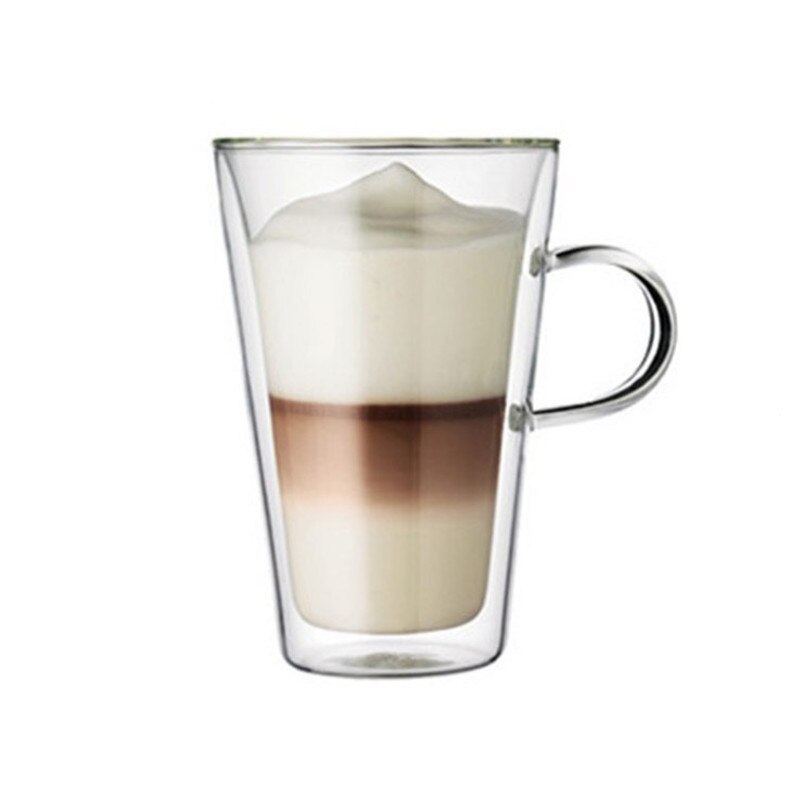 Double insulation transparent glass coffee cup with the glass office household cup milk cup 400 ml