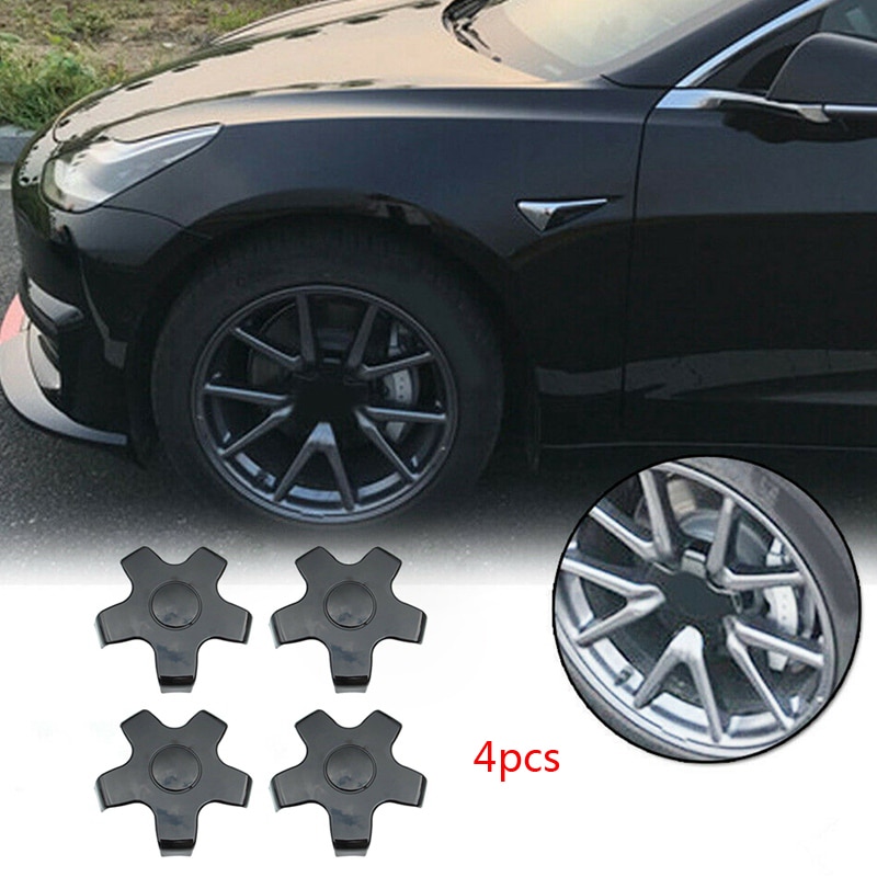 Bil kulfiber plast hjul center hub cap dækning beskyttelse fælg cap til tesla model 3